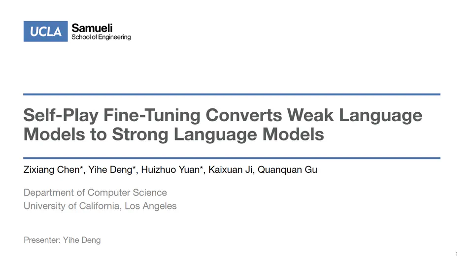 Self-play fine-tuning converts weak language models to strong language models